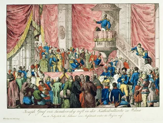 El general Sierakowski llamando a la insurrección lituana, 1812